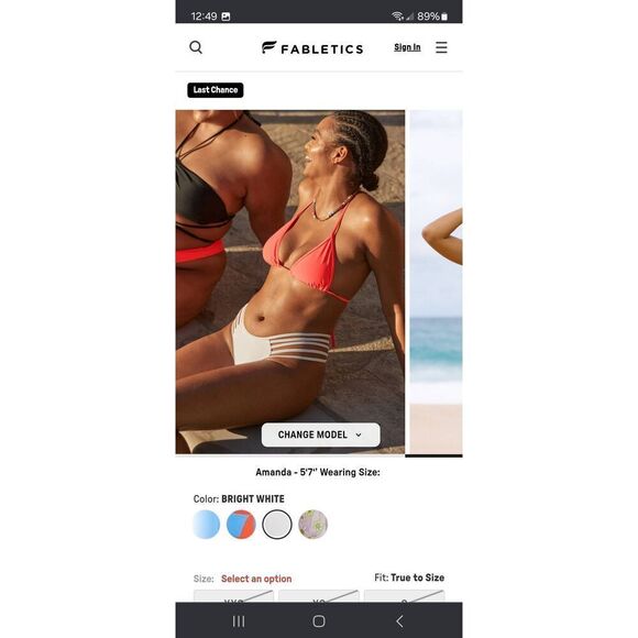 New XS Fabletics White NOA High Waist Strappy Cheeky Thong Bikini Swim Bottoms - Picture 4 of 9